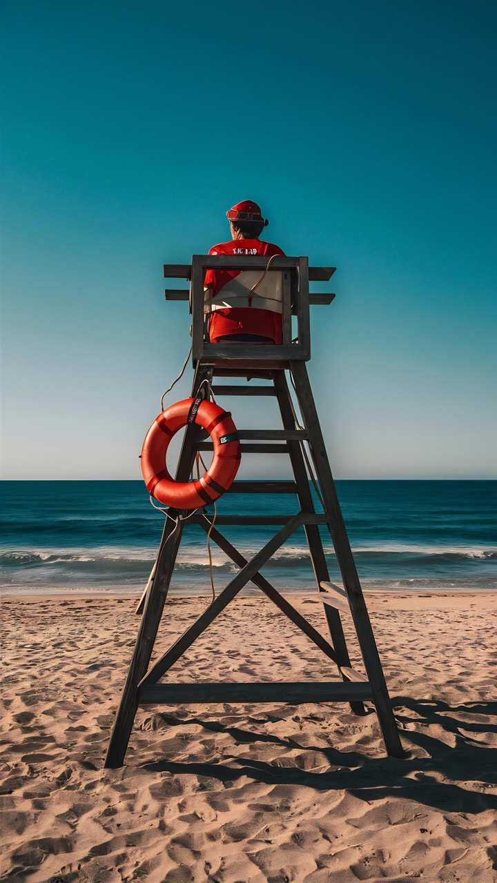 Rettungsschwimmer stehen gemeinsam am Steg